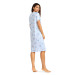 Comtessa Damen Nachthemd Kurzarm Knopfleiste Bleu 100% Baumwolle