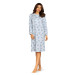 Comtessa Damen Nachthemd Langarm Knopfleiste in Bleu 100% Baumwolle