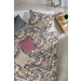 Baumwoll Satin Bettwäsche 155x220 + 80x80 cm in Sand Violett Graphit