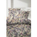 Baumwoll Satin Bettwäsche 155x220 + 80x80 cm in Sand Violett Graphit