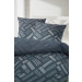 Primera Mako Satin Bettwäsche 155x220 mit 80x80 cm in Anthrazit Bleu