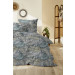 Primera Mako Satin Bettwäsche Palmwedel 155x220 + 80x80 cm in Bleu Grau