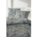 Primera Mako Satin Bettwäsche Palmwedel 155x220 + 80x80 cm in Bleu Grau