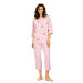Comtessa Damen Schlafanzug Halbarm 7-8 Hose Rosa 100% Baumwolle