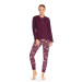 Ascafa Damen Schlafanzug Langarm Lang Leggins Grape 100% Baumwolle