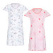 Moonline Damen Nachthemd kurzer Arm Baumwolle weiß rosa Gr. S M L 36 38 40 42 44 46