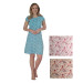 Moonline Damen Nachthemd kurzer Arm Blau Apricot Rosa Gr. S M L XL 100% Baumwolle