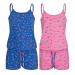 Moonline Damen kurzer Schlafanzug Jumpsuit Ones in pink blau Gr. S 36 38 