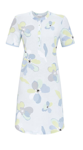 Ringella Damen Nachthemd kurzer Arm Aqua Gr. 38 S Muster