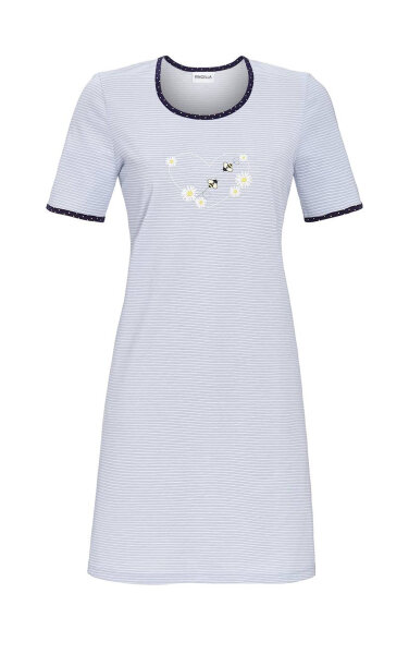 Ringella Damen Nachthemd kurzer Arm Silbergrau Gr. 38 S Muster