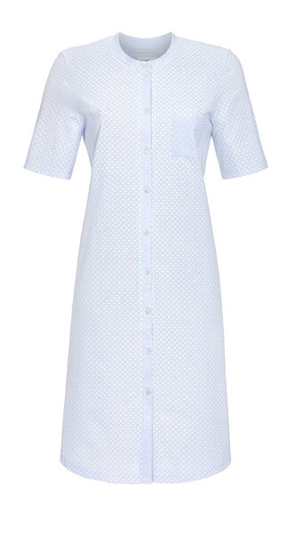 Ringella Damen Nachthemd kurzer Arm Knopfleiste Sky Gr. 38 S Muster