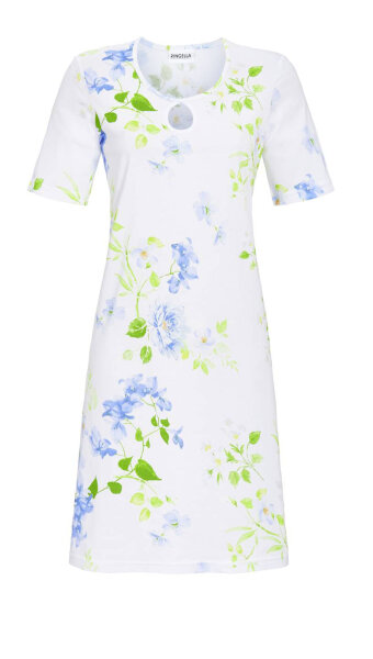 Ringella Damen Nachthemd kurzer Arm Blue Gr. 38 S Muster