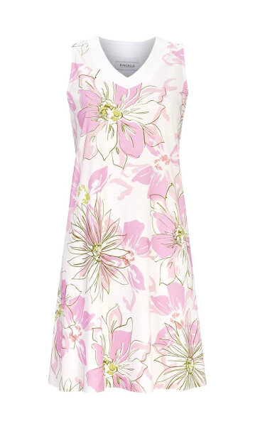 Ringella Damen Nachthemd ohne Arm Pastell Pink Gr. 38 S Muster