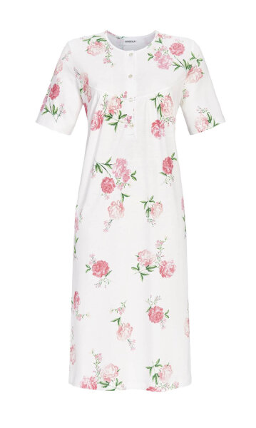 Ringella Damen Nachthemd Kurzarm Knopfleiste Gerbera Gr. 38 S Muster