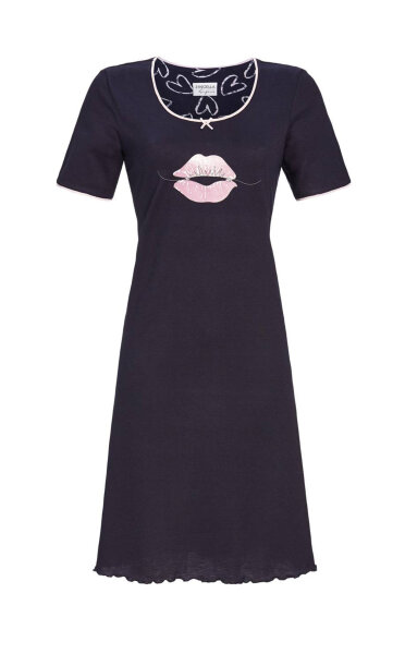 Ringella Lingerie Damen Nachthemd Kurzarm Dark Navy Gr. 38 S Muster