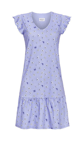 Ringella Lingerie Damen Nachthemd Kurzarm Milky Blue Gr. 38 S Muster