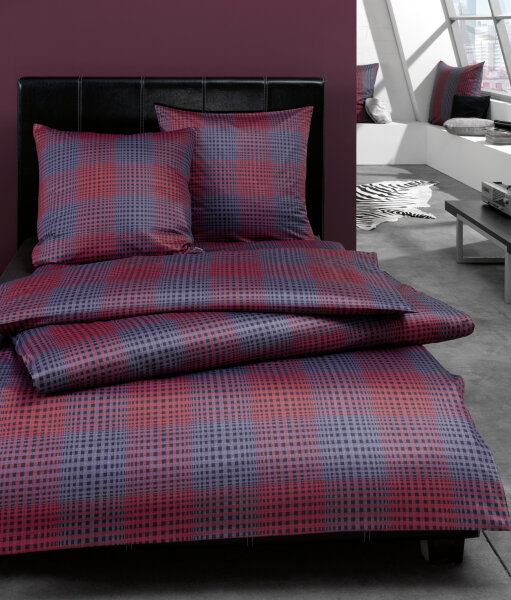 Estella Mako Satin Bettwäsche Erim 135x200 + 80x80 cm in rot