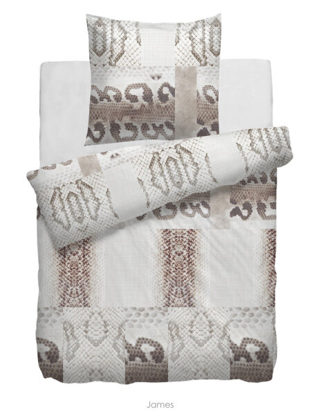 Heckett Lane Satin Bettwäsche James Satin 155x220 + 80x80 cm in Natur