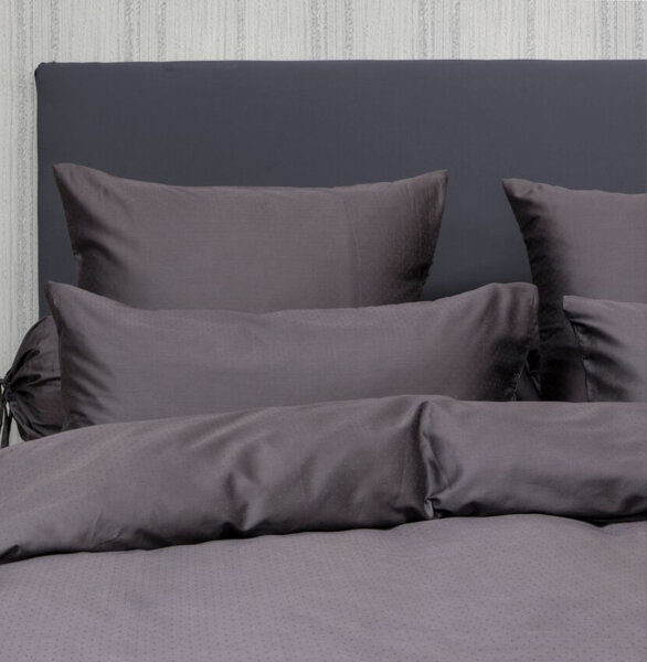 Mako Satin Bettwäsche Pünktchen in Anthrazit 200x200 + 2x 80x80 cm