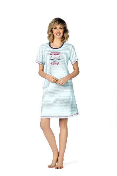 Comtessa Nachthemd Damen kurzer Arm Hellblau S 36 38