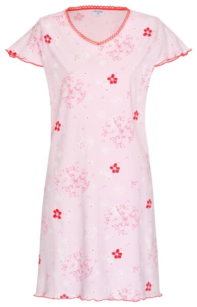Damen Nachthemd Baumwolle Blumen Rosa Gr. L 44-46