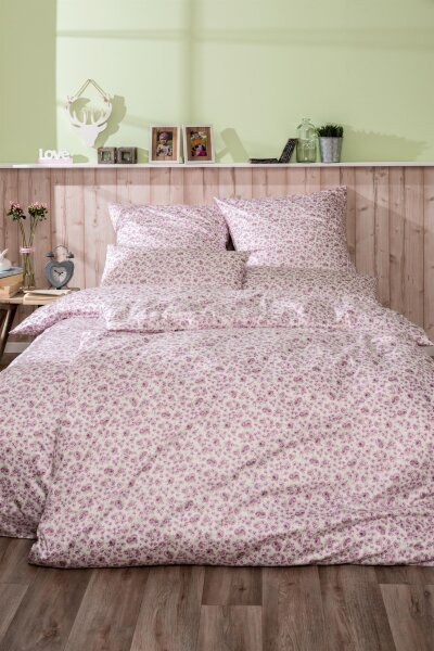 Estella Mako Satin Bettwäsche Romy in Flieder 155x220 + 40 80x80 cm