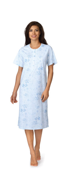 Comtessa Nachthemd Damen kurzer Arm Knopfleiste bleu 36 38