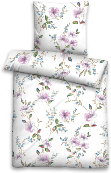 Biberna 24408 Seersucker Bettwäsche 155x220 + 80x80 cm in weiß