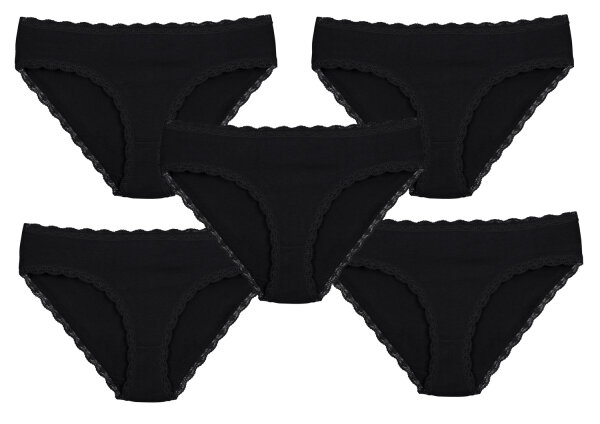 Damen Slips Alessia Neu  5er-Set XL Schwarz