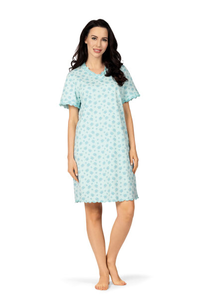 Comtessa Damen Nachthemd kurzer Arm Blue Curacao  Gr. 44-46