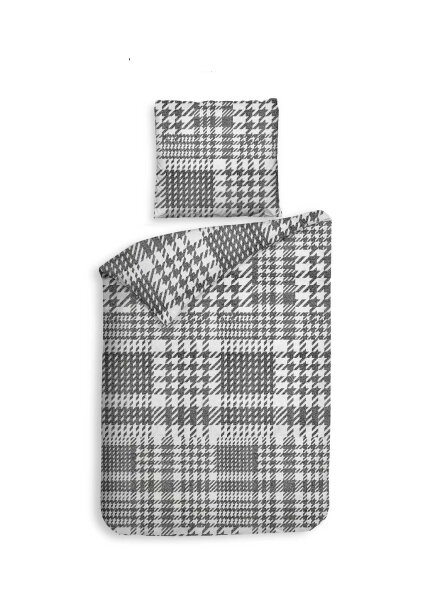 HnL Flanell Bettwäsche Pepita Grau 135x200 + 80x80 cm