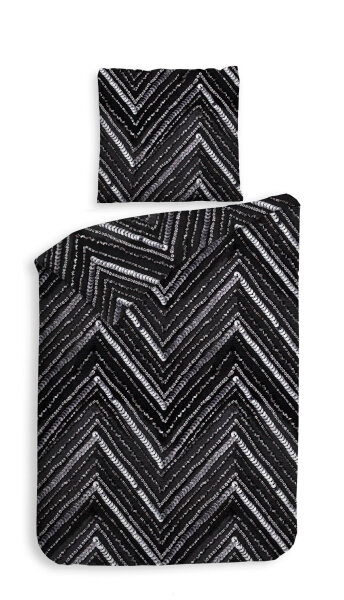 HnL Flanell Bettwäsche Loretta Schwarz 155x220 80x80 cm