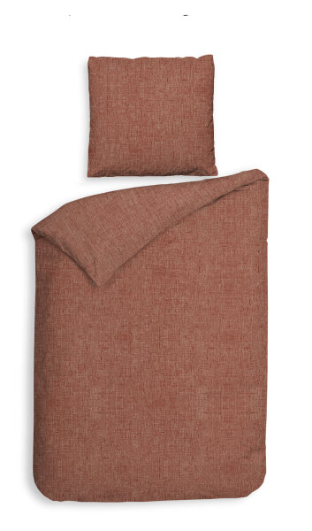 HnL Flanell Bettwäsche Uni Melange Brick Red 155x220 80x80 cm