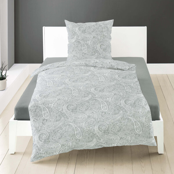 Bierbaum Mako Satin Bettwäsche Silber Grau 155x220 + 80x80 cm