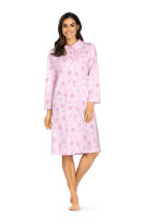 Comtessa Damen Nachthemd langer Arm Rosa Knopfleiste  Gr. 38
