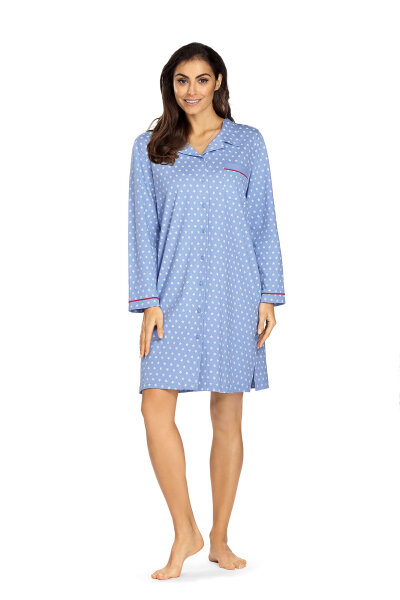 Comtessa Damen Nachthemd langer Arm Sky Blau Sterne   Gr. 42
