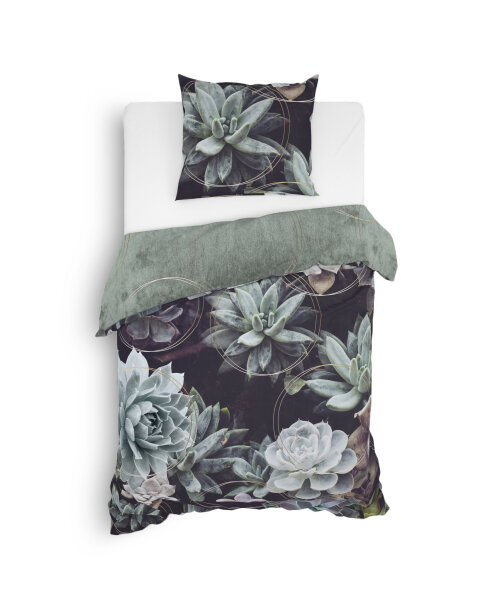 Heckett Lane Velvet Twill Bettwäsche Scott Grün 155x220 + 80x80 cm