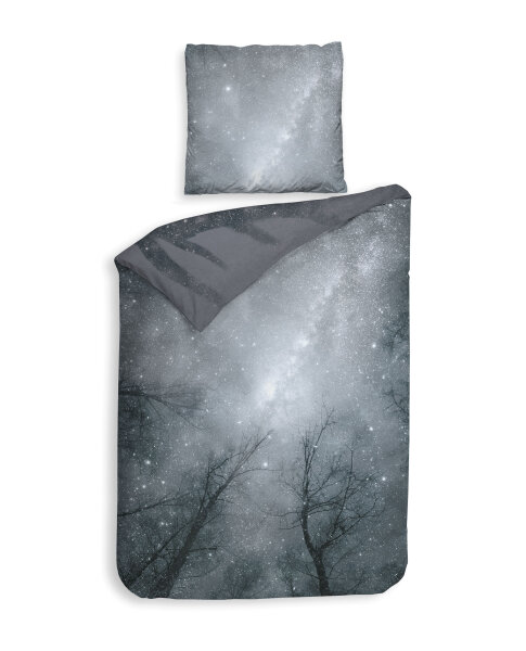 Heckett Lane Mako Satin Bettwäsche Myrthe in Grau Zauberwald