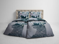 Heckett Lane Mako Satin Bettwäsche Myrthe in Grau Zauberwald