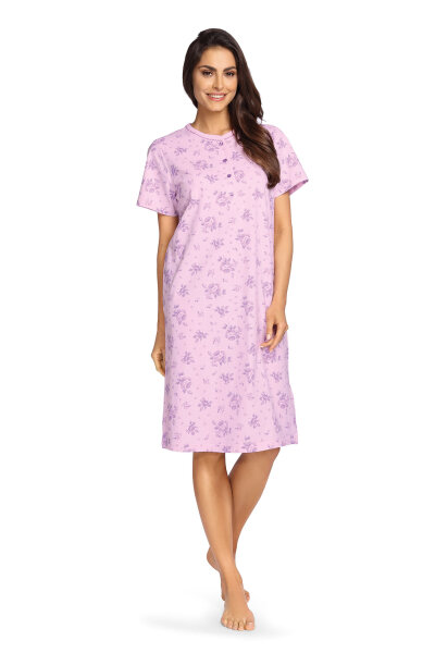 Comtessa Damen Nachthemd kurzer Arm Flieder Knopfleiste  Gr. 38