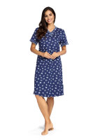 Comtessa Damen Nachthemd kurzer Arm Indigo  Gr. 40