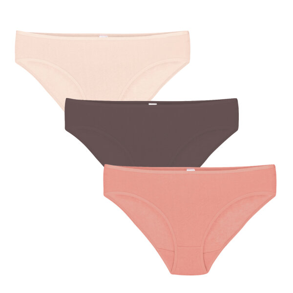 Linda Loom Damen 3-er Set Slip Baumwolle Elasthan-apricot-S
