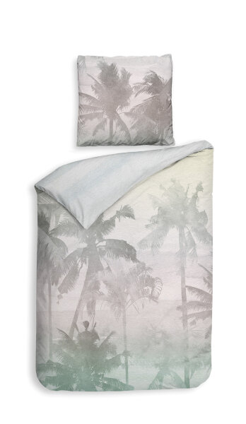 Heckett Lane Mako Satin Bettwäsche Greg Palmen 155x220 80x80 cm