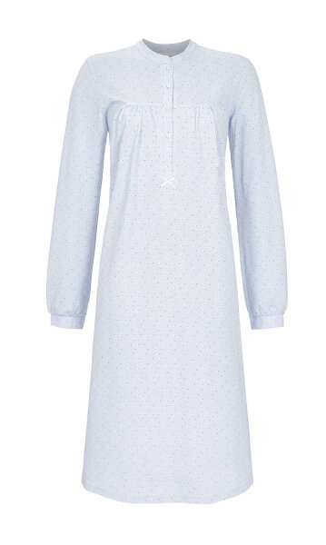 Ringella Damen Nachthemd 2511023 Himmelblau Langer Arm Knopfleist48