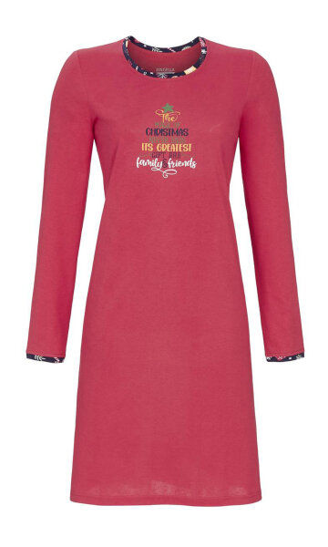 Ringella Damen Nachthemd 2511054 Rot Langer Arm Chrismas -40