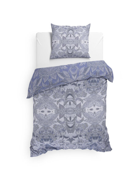 HnL Flanell Bettwäsche Bles Barock in Eisblau 135x200 80x80 cm