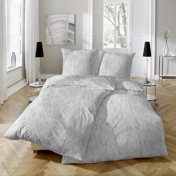 Fein Biber Bettwäsche Silber Grau Wald Bäumchen 135x200 + 80x80 cm