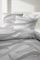 Fein Biber Bettwäsche Schiefer Grau Sreifen Wellen 135x200 + 80x80 cm
