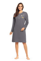 Comtessa Damen Nachthemd langer Arm Smoky Knopfleiste...