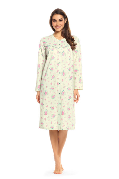 Comtessa Damen Nachthemd langer Arm Knopfleiste Mint  Gr. 52